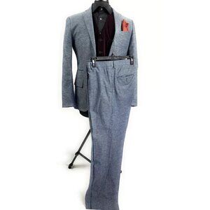 Wallin & Bros Full Suit Gray 2 Button Cotton Blend 3 Pocket Size 38R